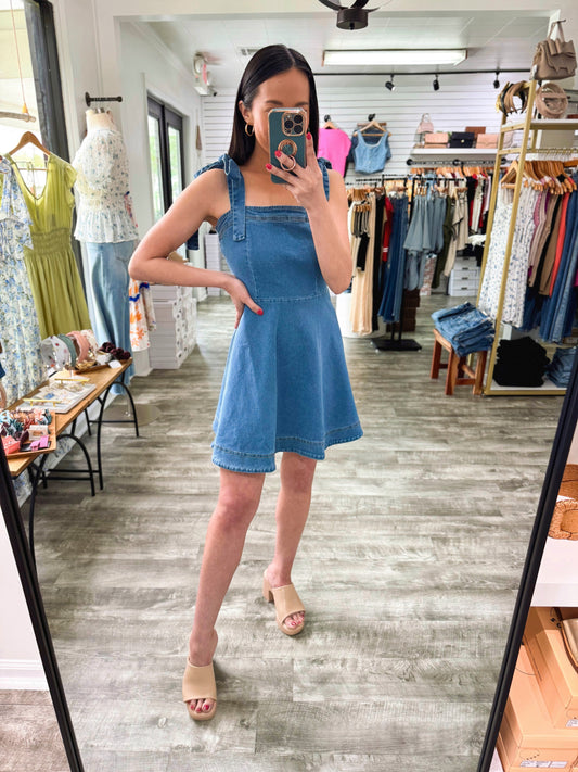 Denim Tie Strap Dress