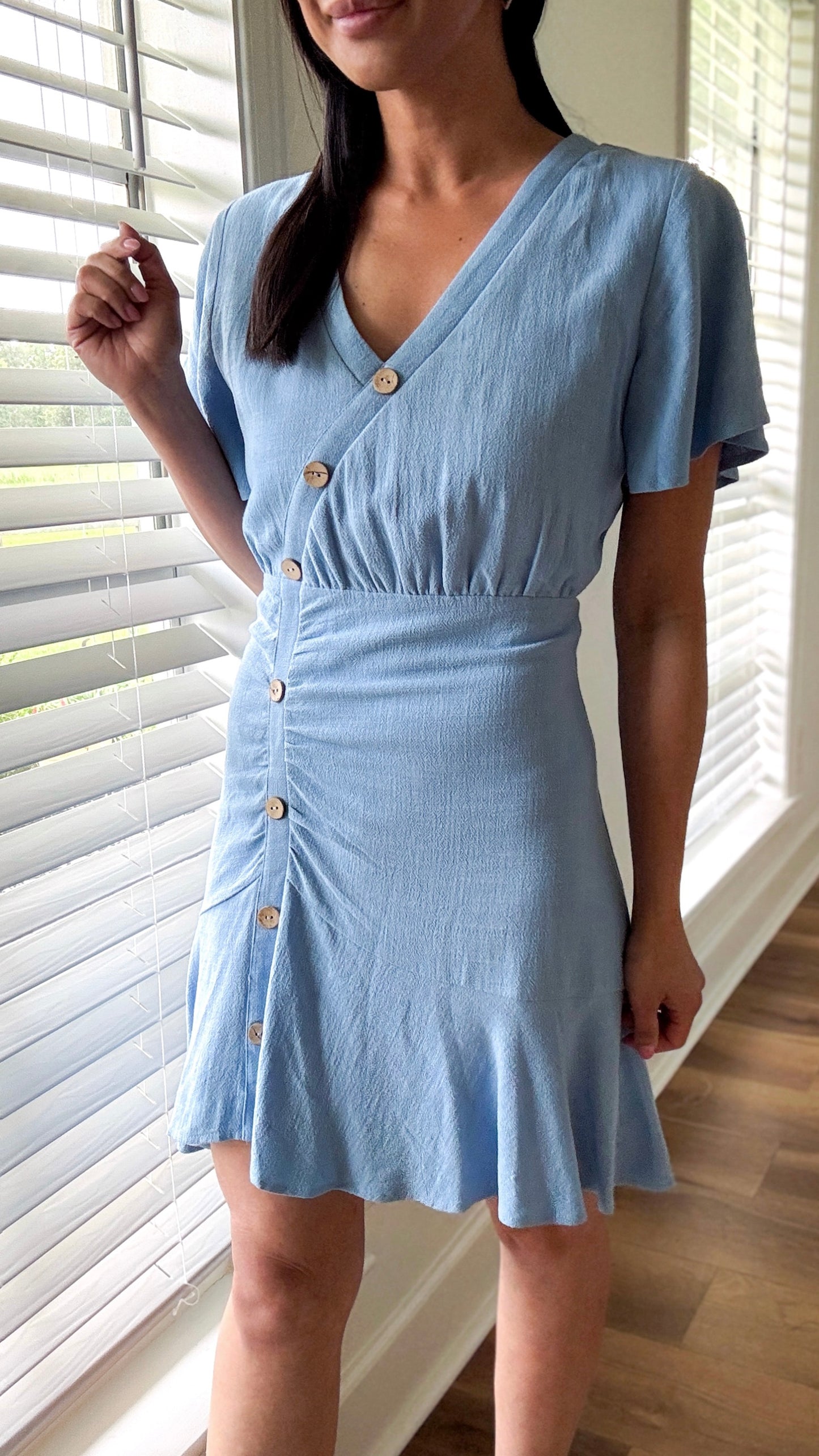 Side Button Mini Dress