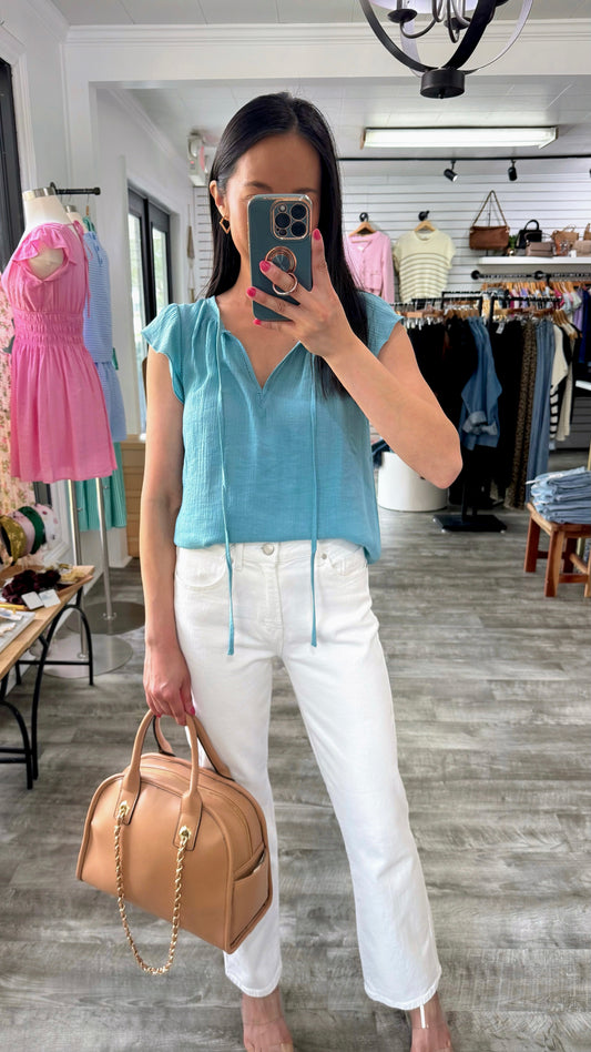 Ladder Lace Top- Dk. Mint