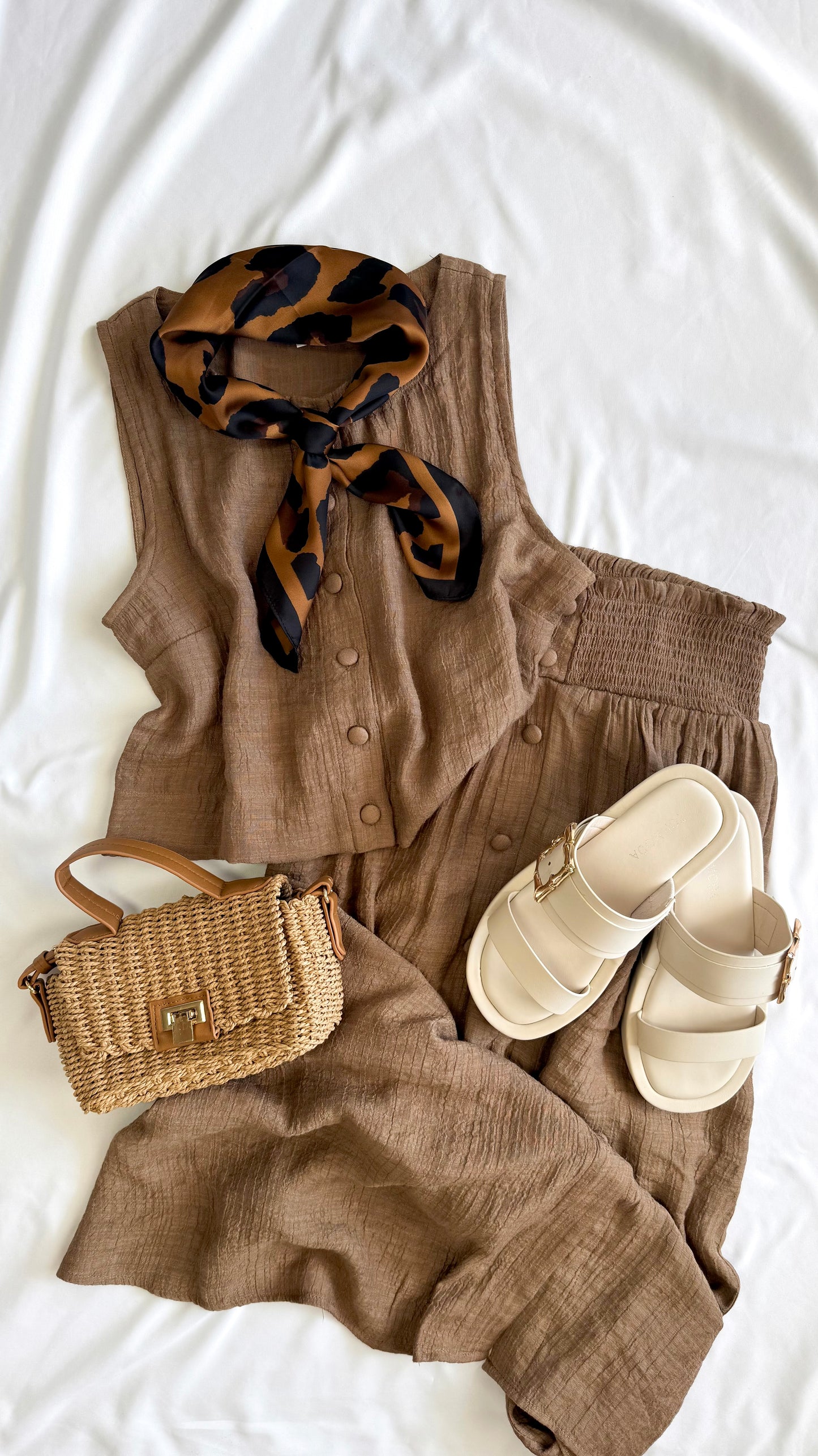 Textured Mocha Skirt Set