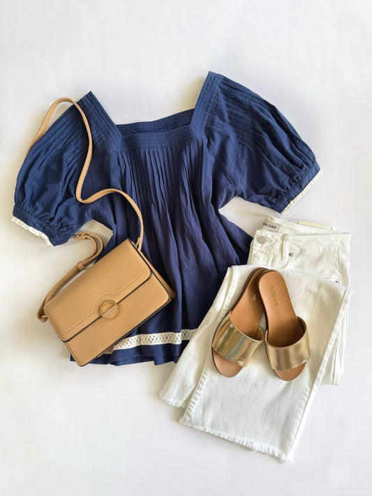 Penny Contrast Lace Woven Top