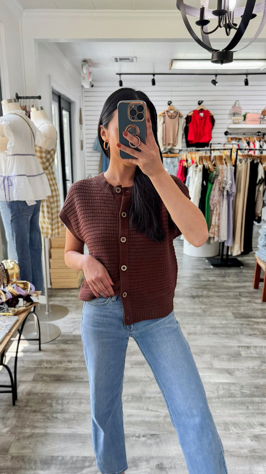 Farrah Cardigan Vest - Chocolate
