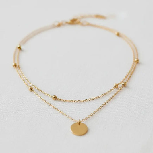Double Layer Gold Pendant Necklace