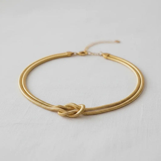 Gold Knot Snake Chain Necklace