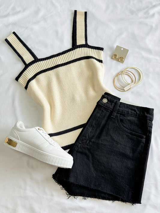 Contrast Knit Top