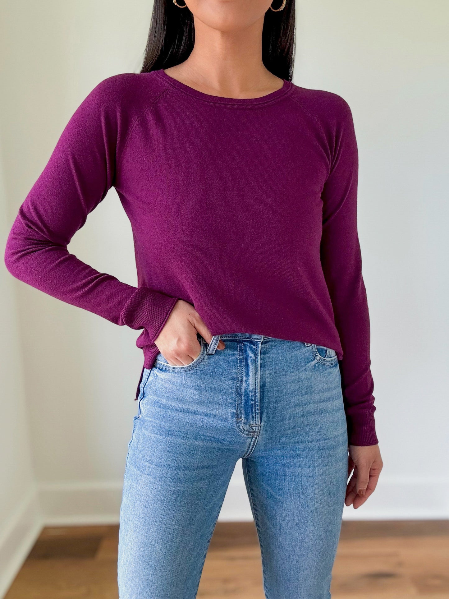 The Camille Sweater Top- Plum