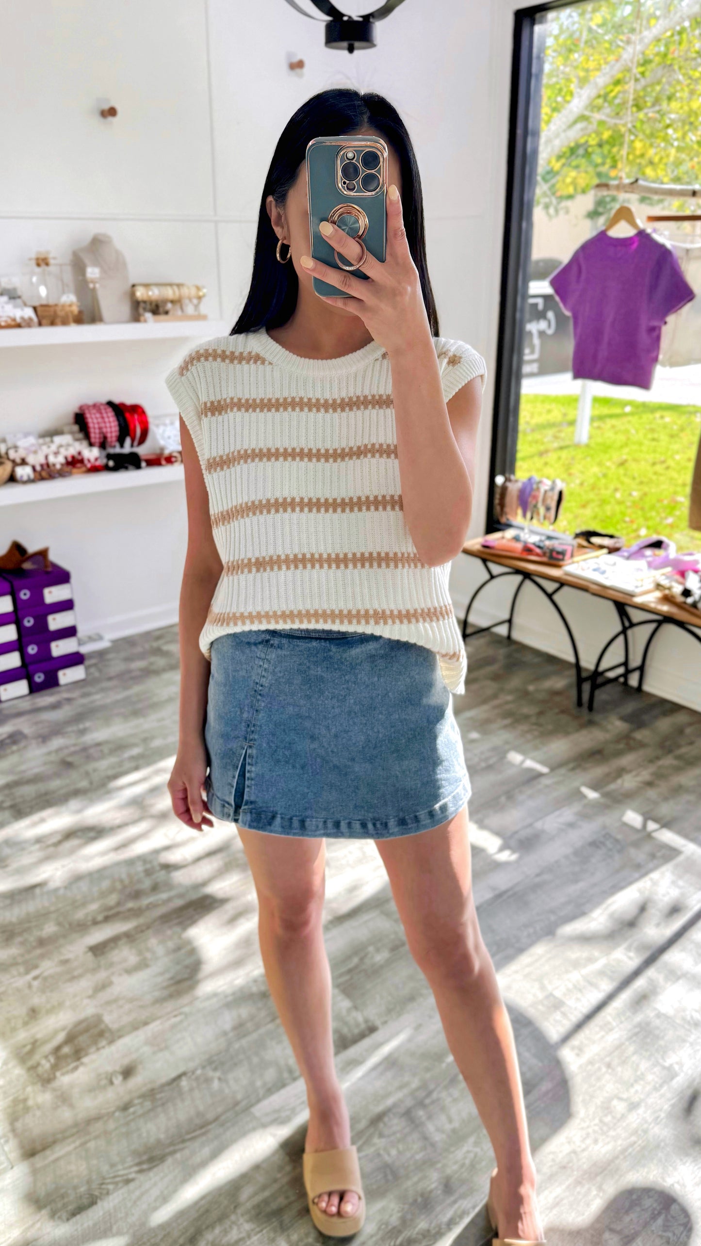 Casual Hangout Sweater Top- Taupe