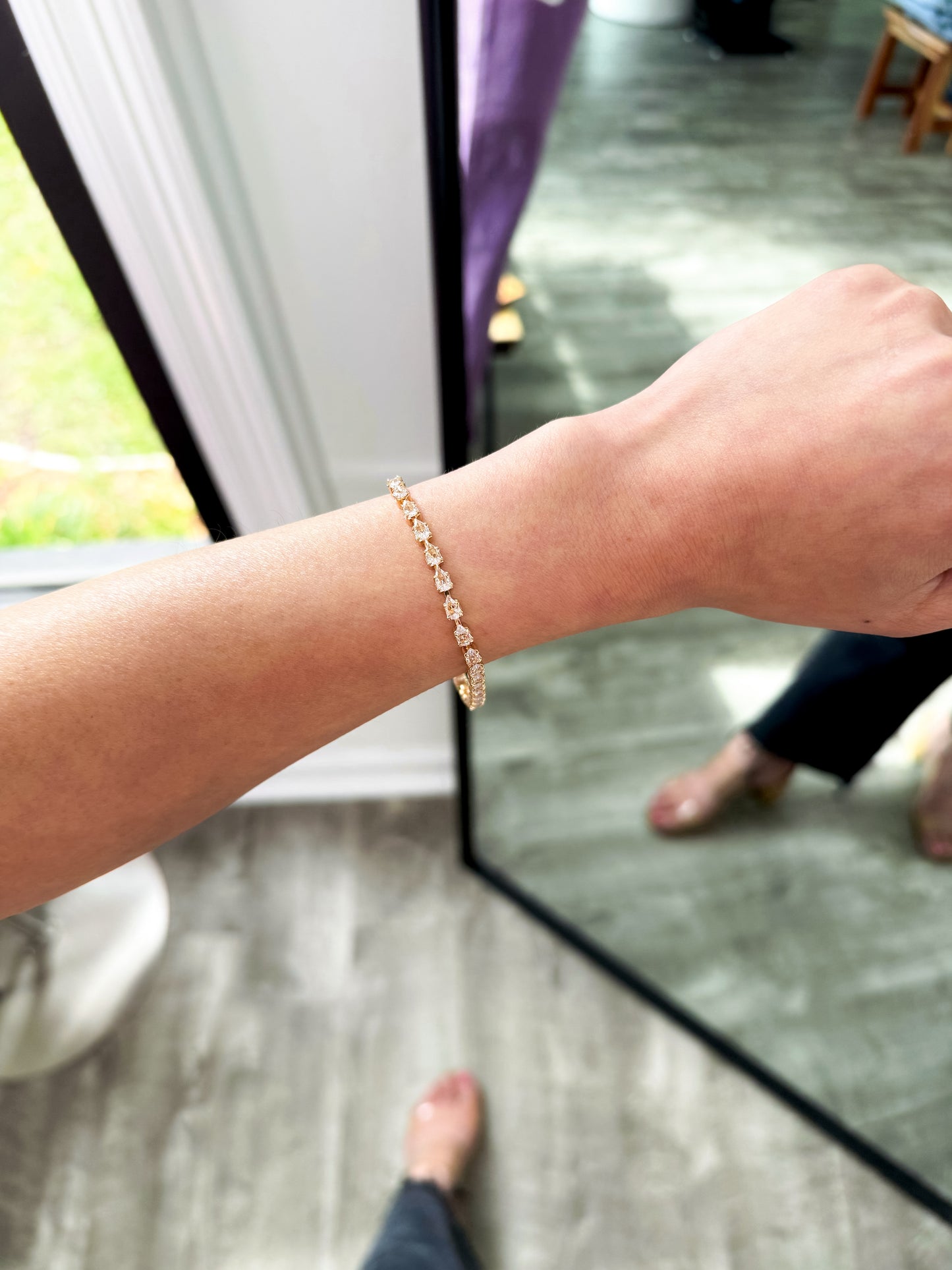 Rhinestone Chain Bracelet-Gold
