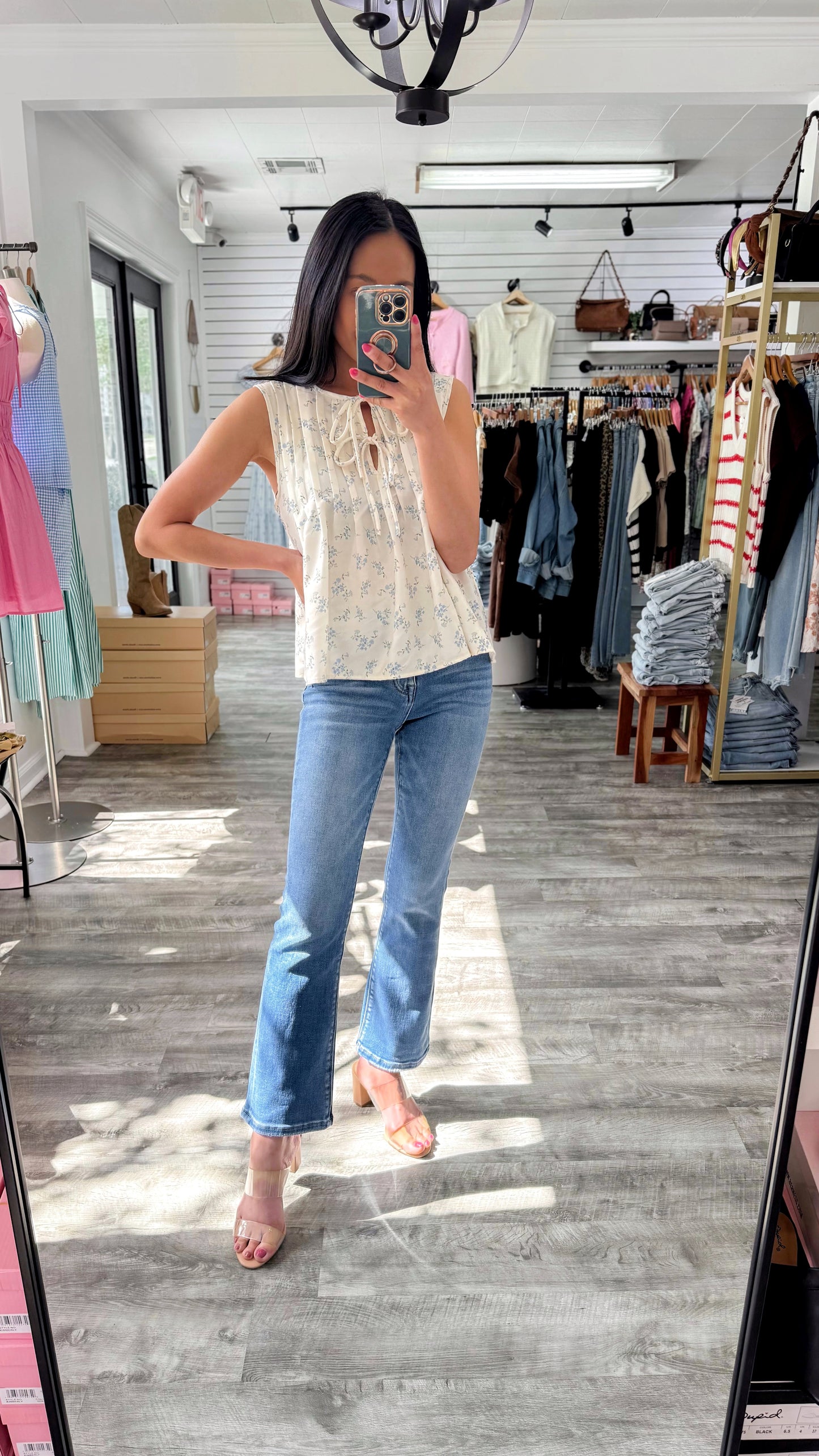 Nile Crop Flare Tummy Control Denim