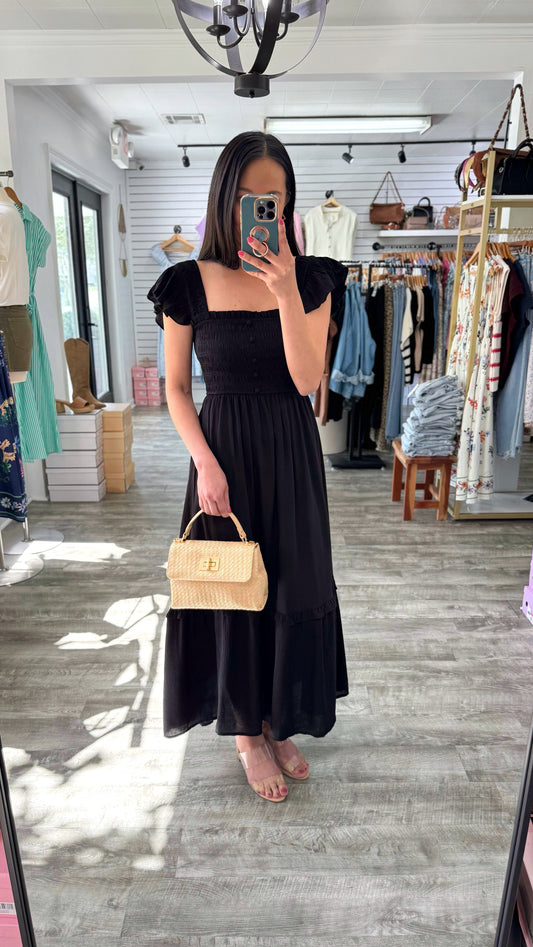 Fair Warning Smocked Midi Dress