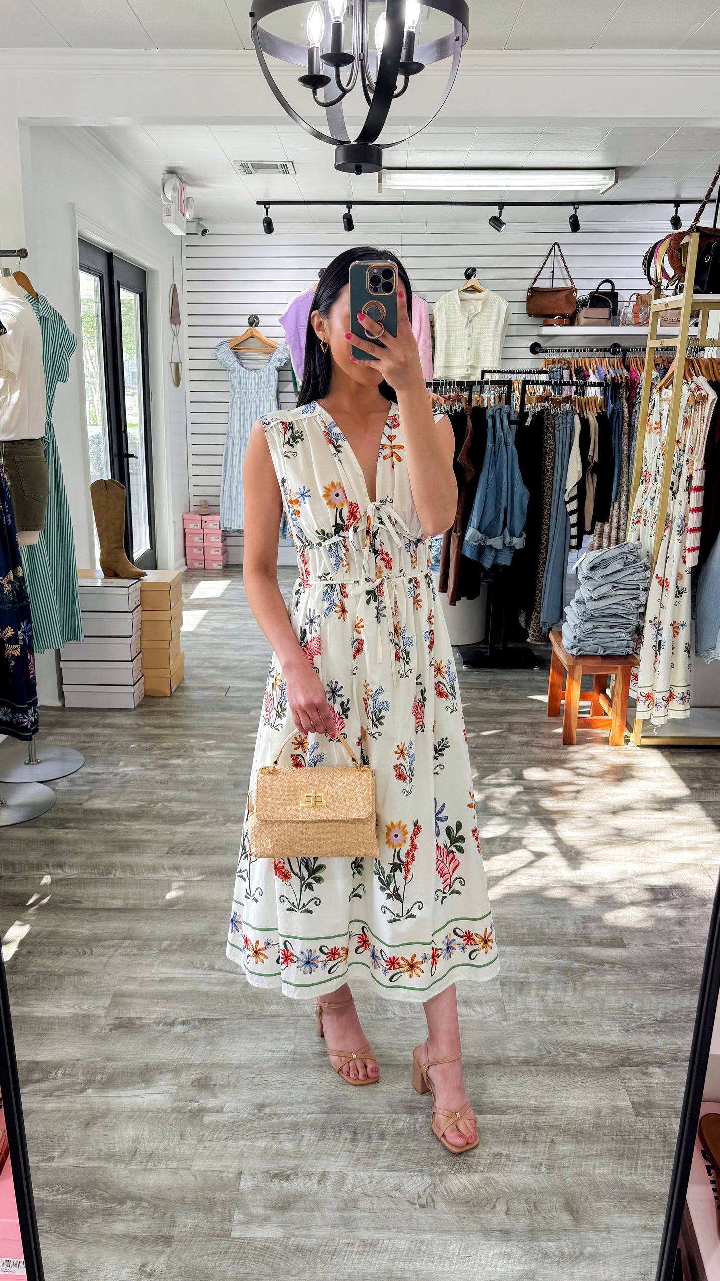 Planting Roots Floral Midi Dress