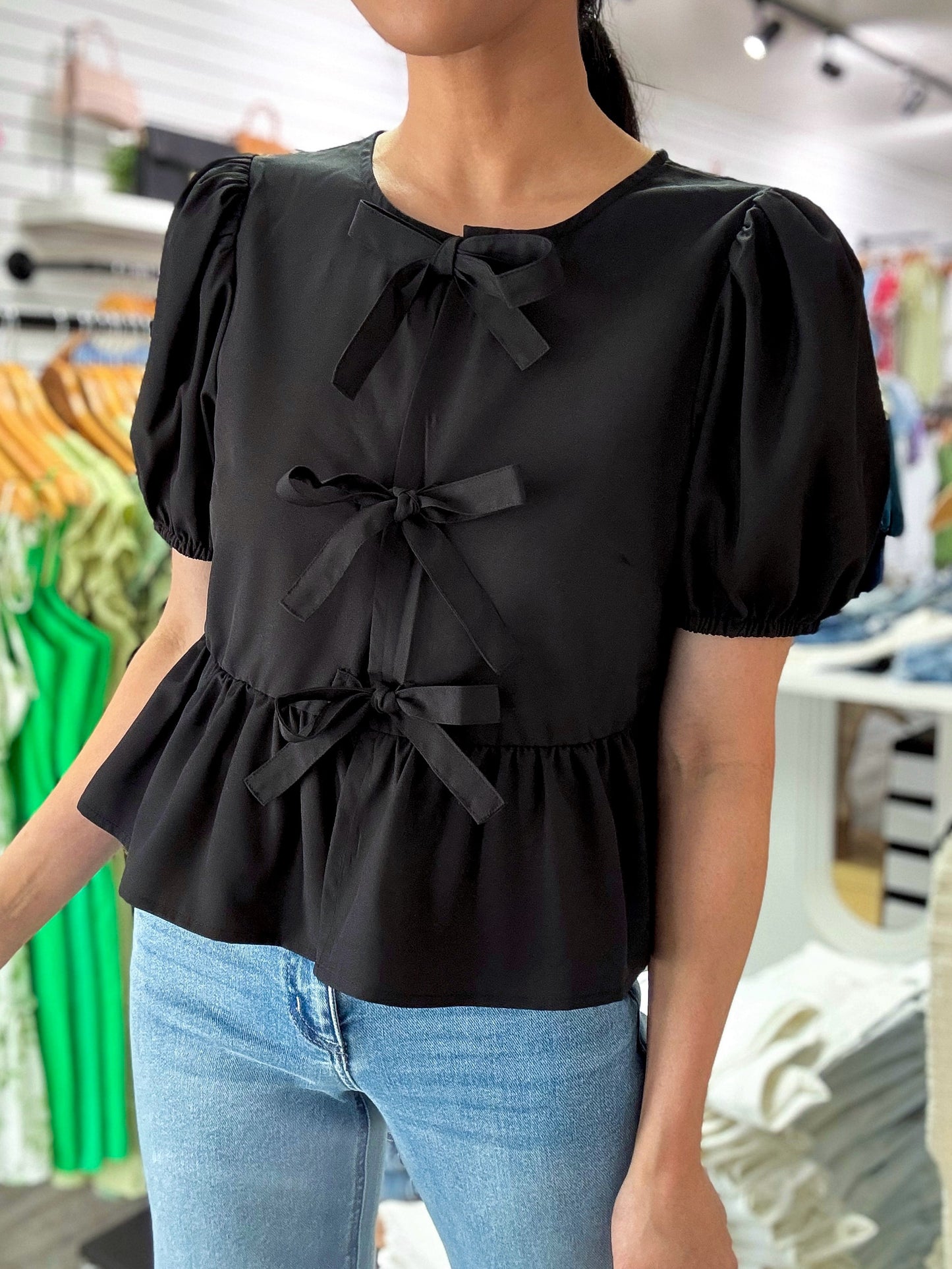 Bow Front Top - Black