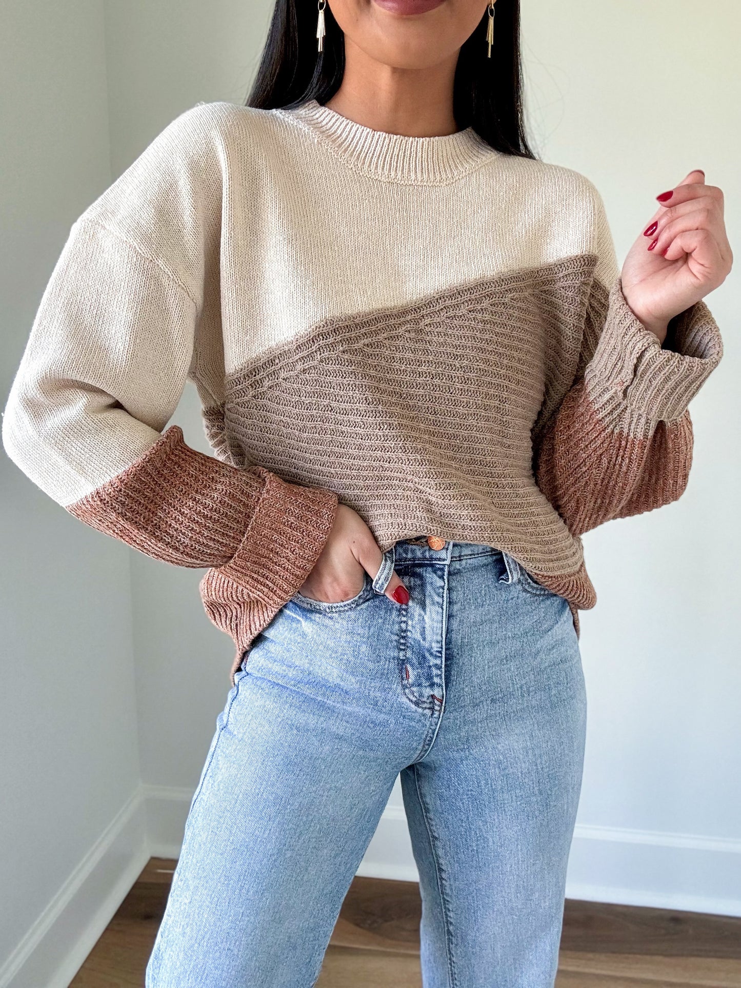 Mocha Color Block Sweater
