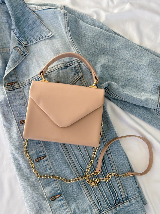 Faux Leather Handle Clutch