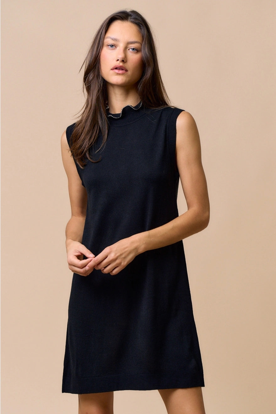 Beaded Mock Sweater Dress