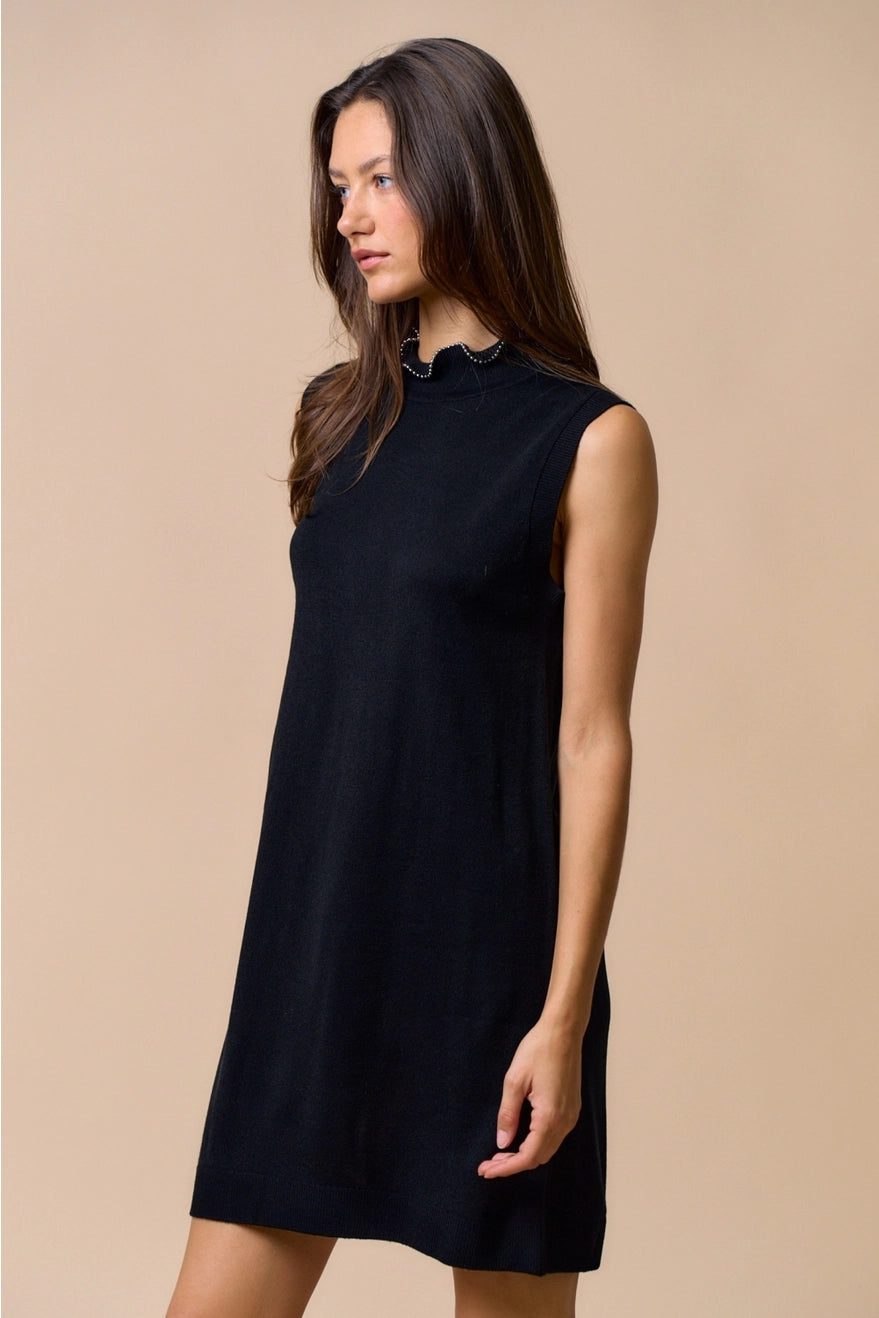 Beaded Mock Sweater Dress