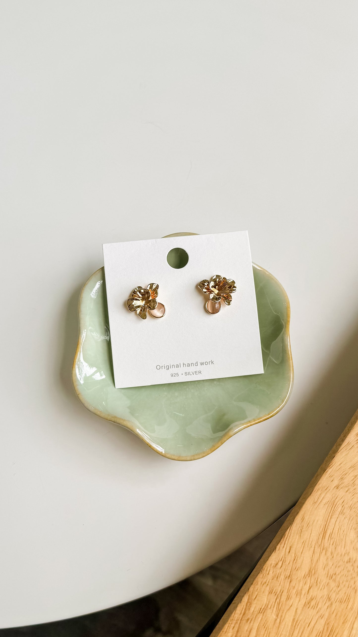 Floral Cat Eye Stone Drop Earrings