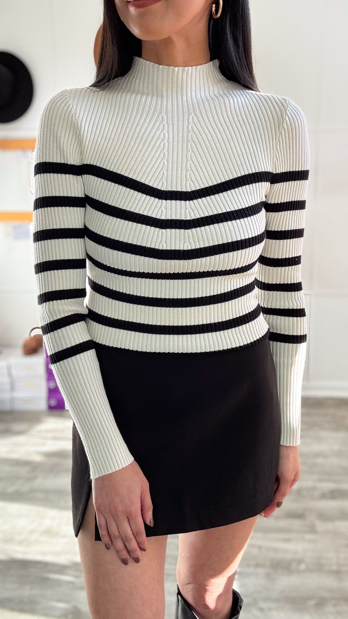Stripe Knit Sweater Top