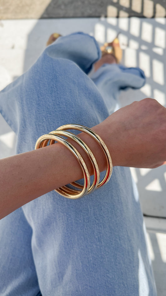 Chunky Tube Trio Bangle Set