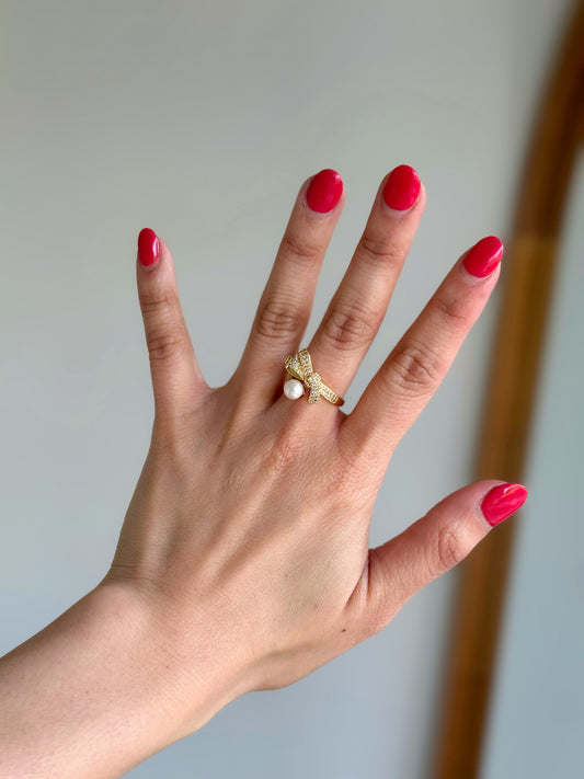 Ribbon Pearl Wrap Ring