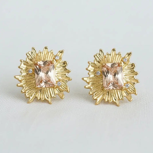 Artistic Floral Gemstone Stud Earrings