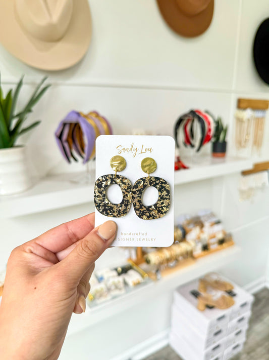 Black & Gold Speckled Earrings