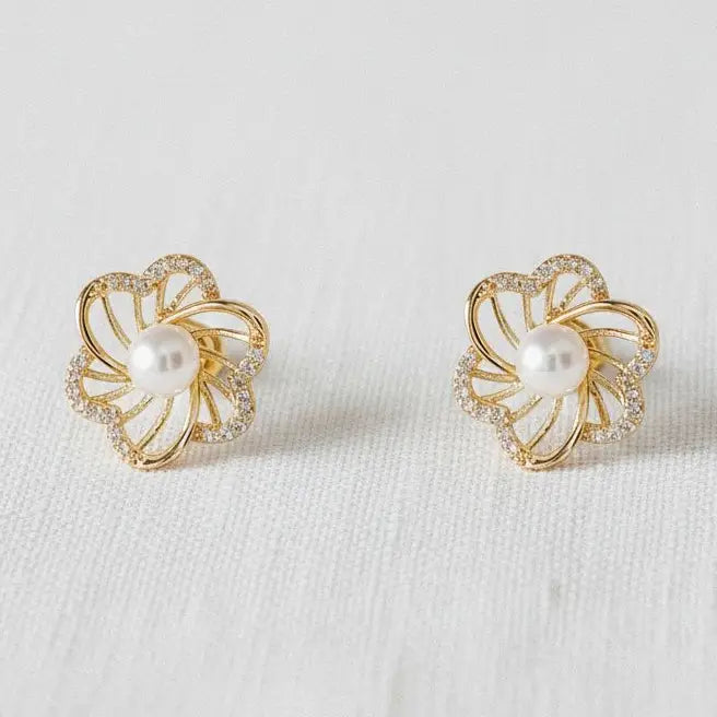 Elegant Floral Gemstone Drop Earrings