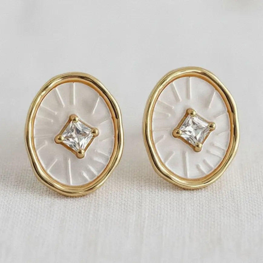 Oval Cubic Zirconia Stud Earrings