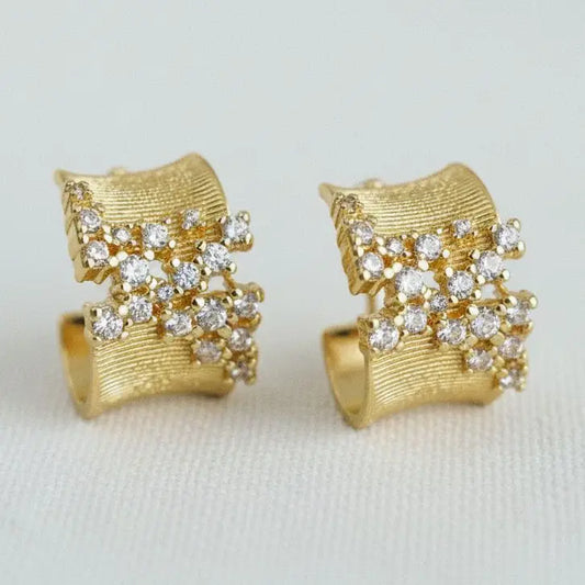 Irregular Cubic Zirconia C-Hoop Earrings