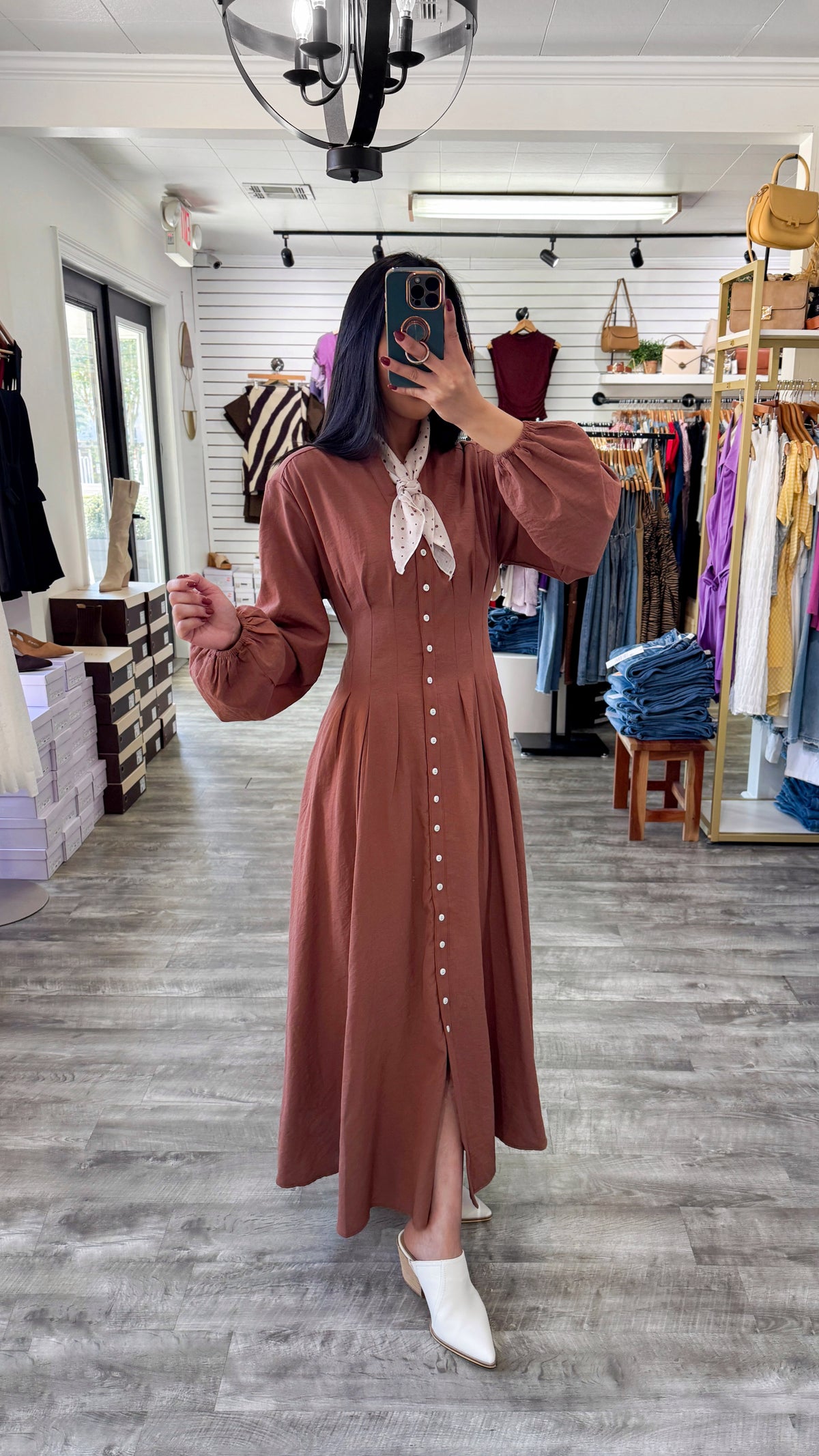 Terracotta Button Down Maxi Dress