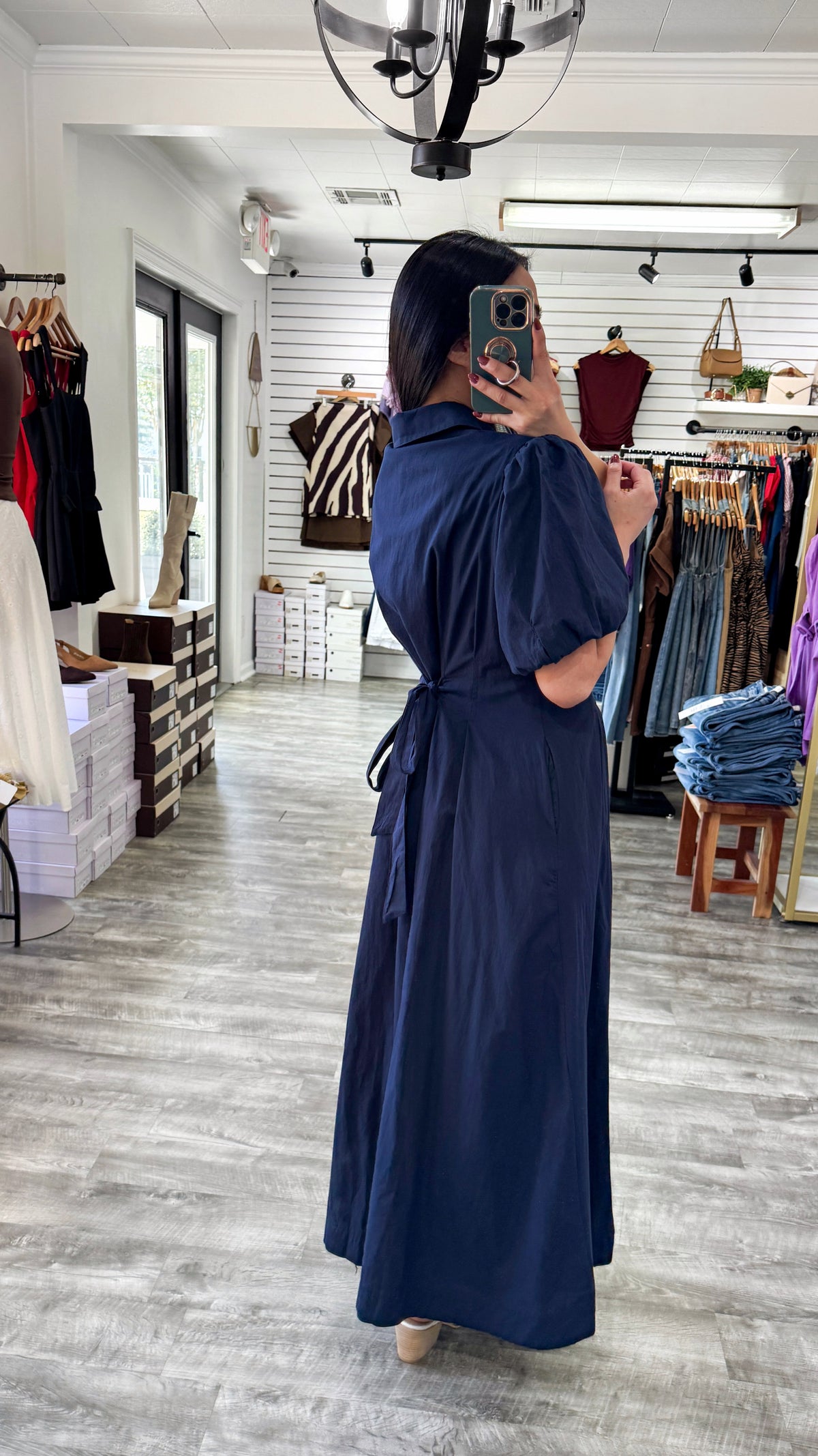 Navy Collared Maxi Dress