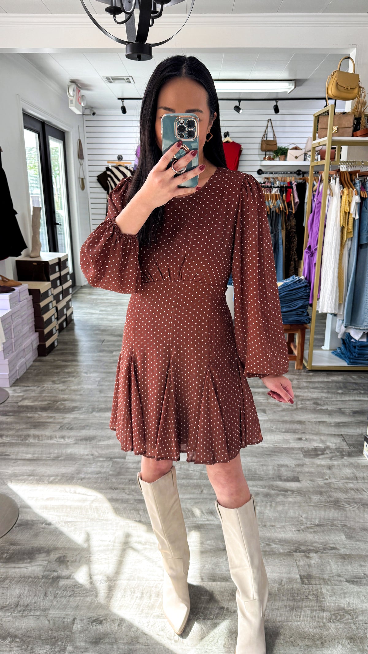 Polka Dot Flared Mini Dress