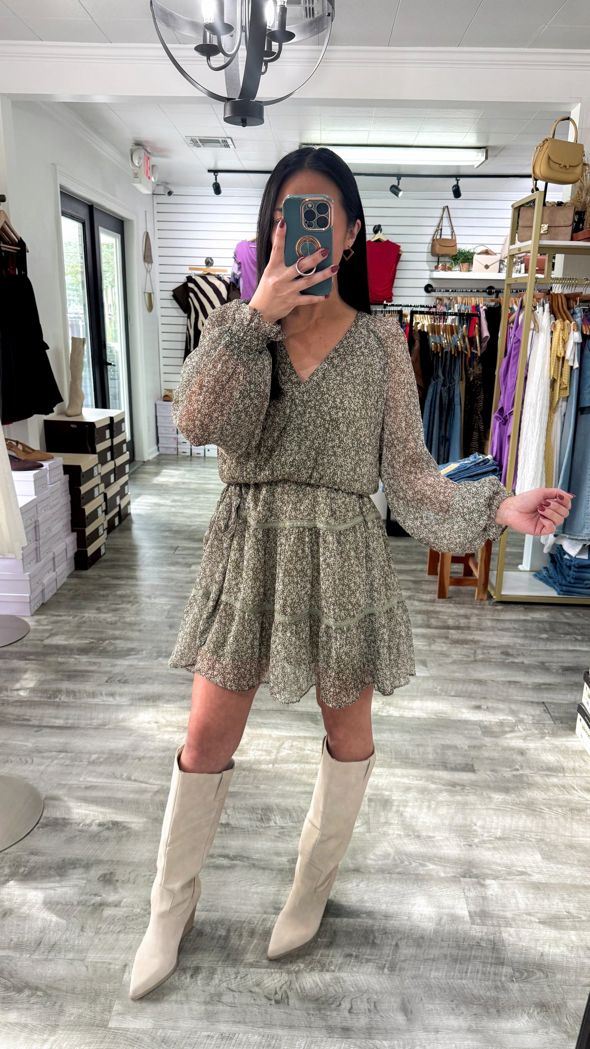 Floral Lace Overlay Mini Dress