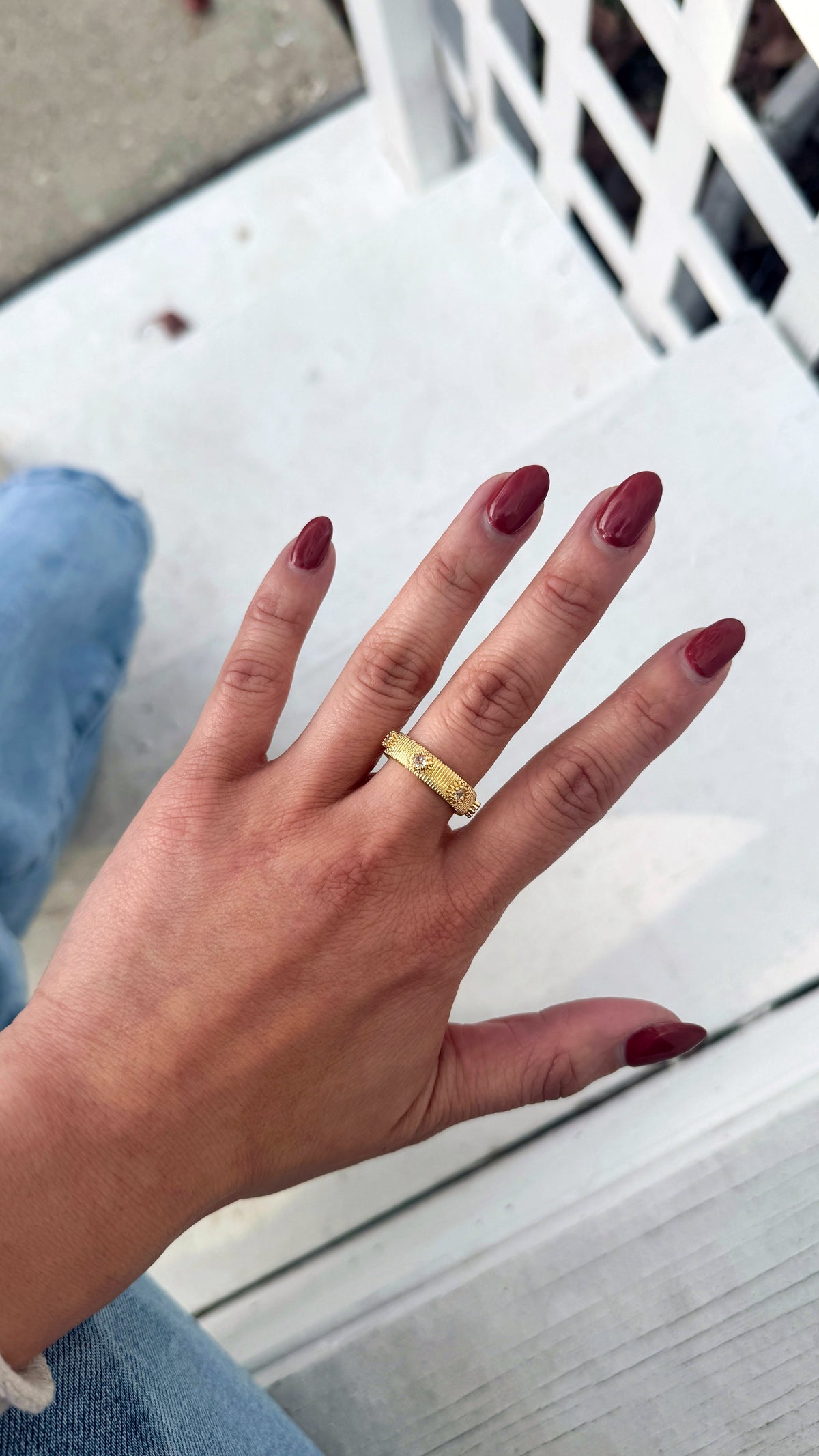 Adjustable Geometric Floral Accent Ring