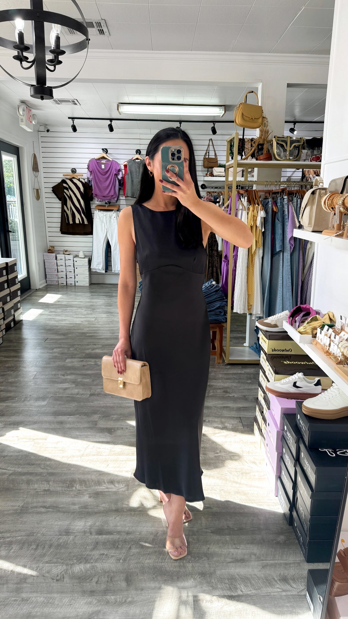 High Neck Cowl Back Dress