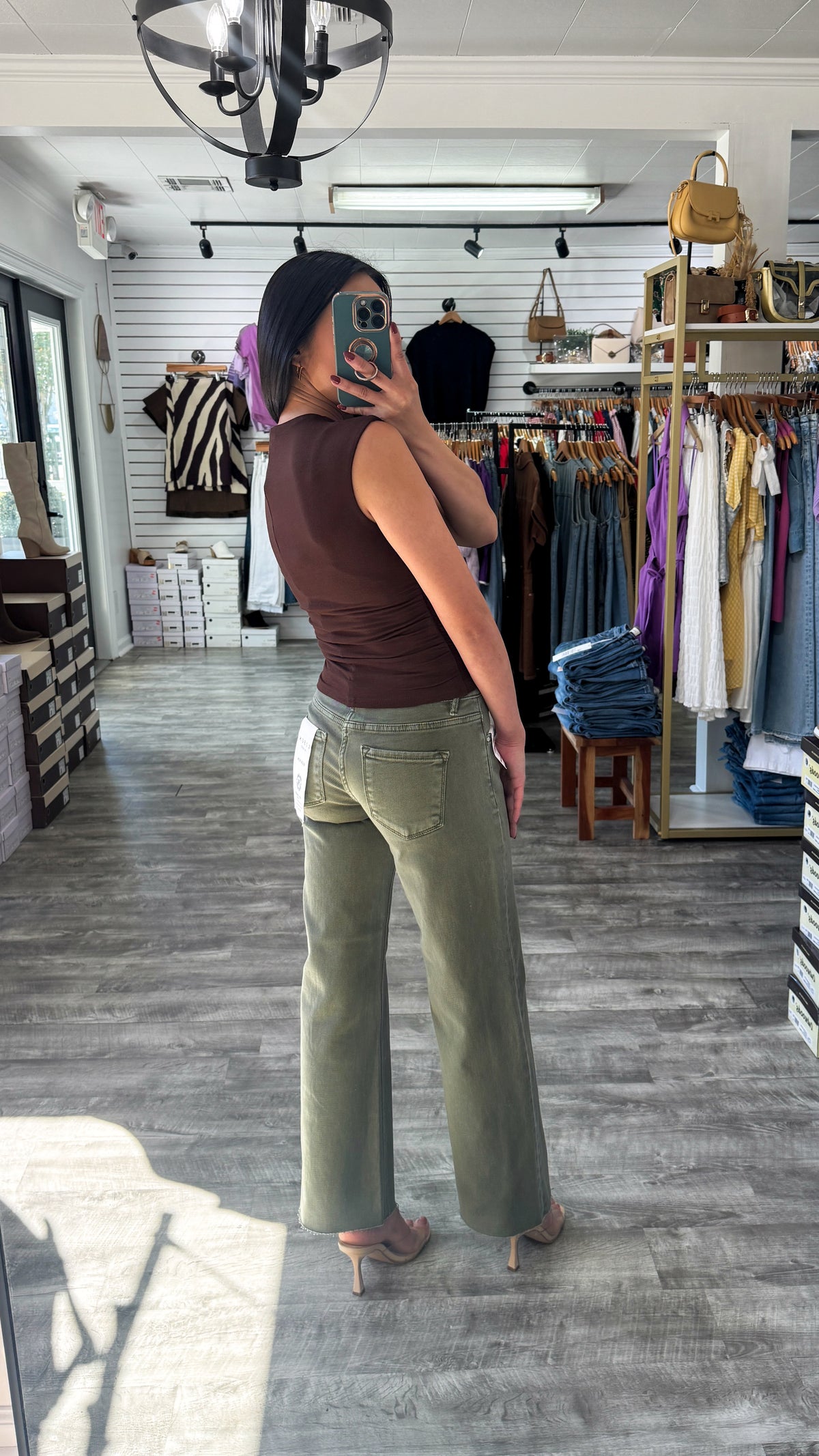 Tummy Control Olive Ankle Straight Denim