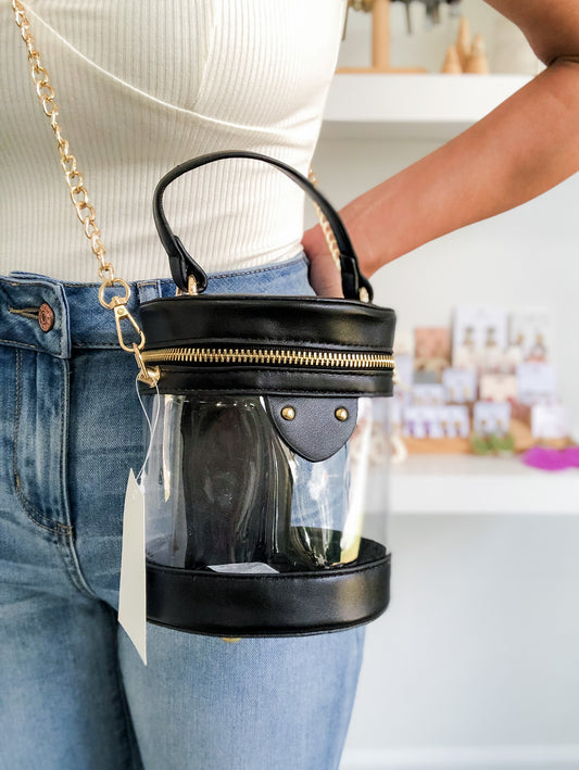 Clear Cylinder Bucket Bag