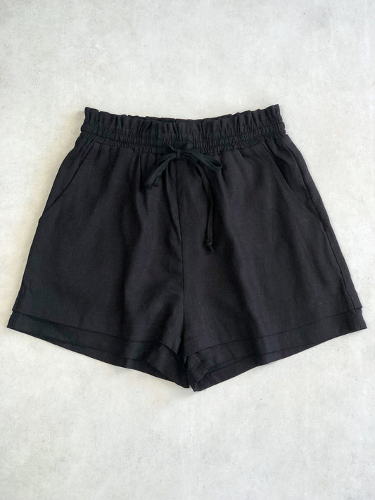 Double Hem Black Shorts