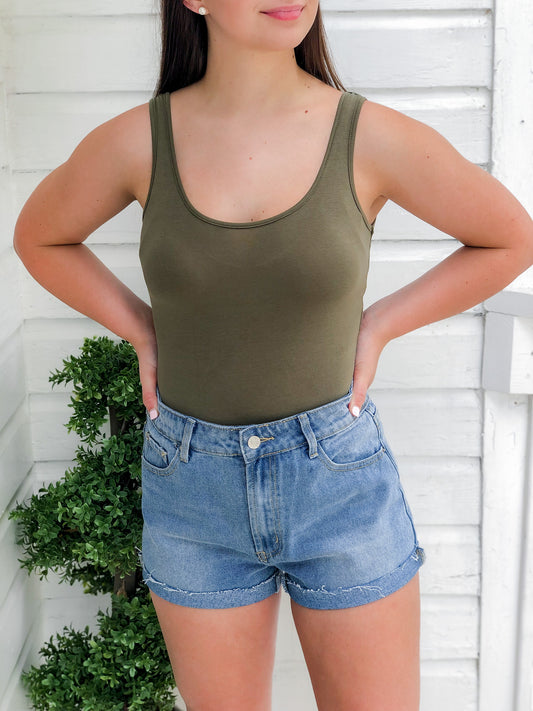 Olive Green Jersey Bodysuit