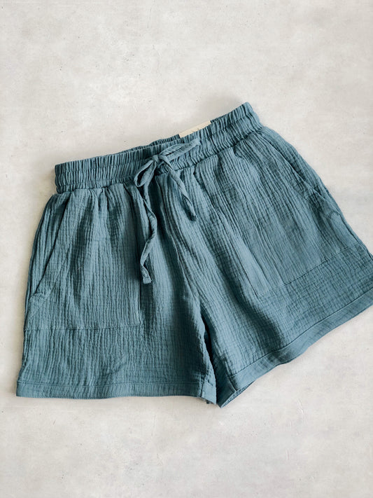 Gauze Deep Aqua Shorts