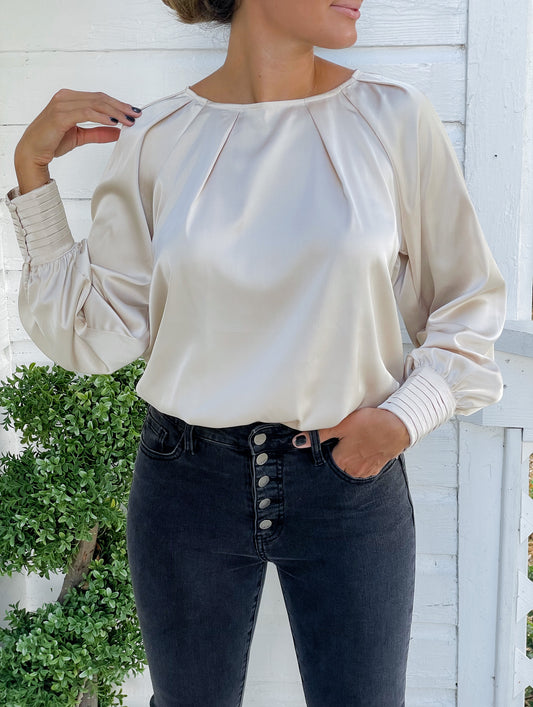Champagne Satin Effect Top