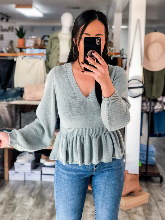 Sea Salt Peplum Sweater Top