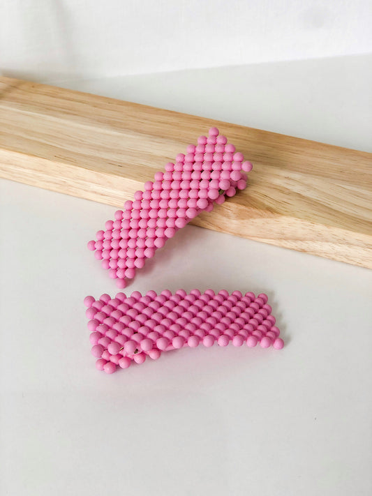 Pink Beaded Hair Clip