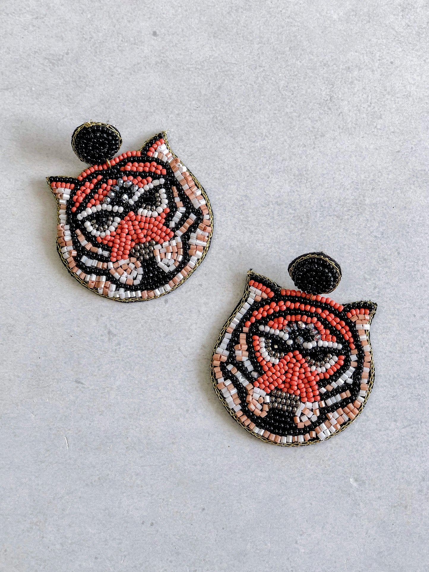 Seed Beaded Tiger Earrings
