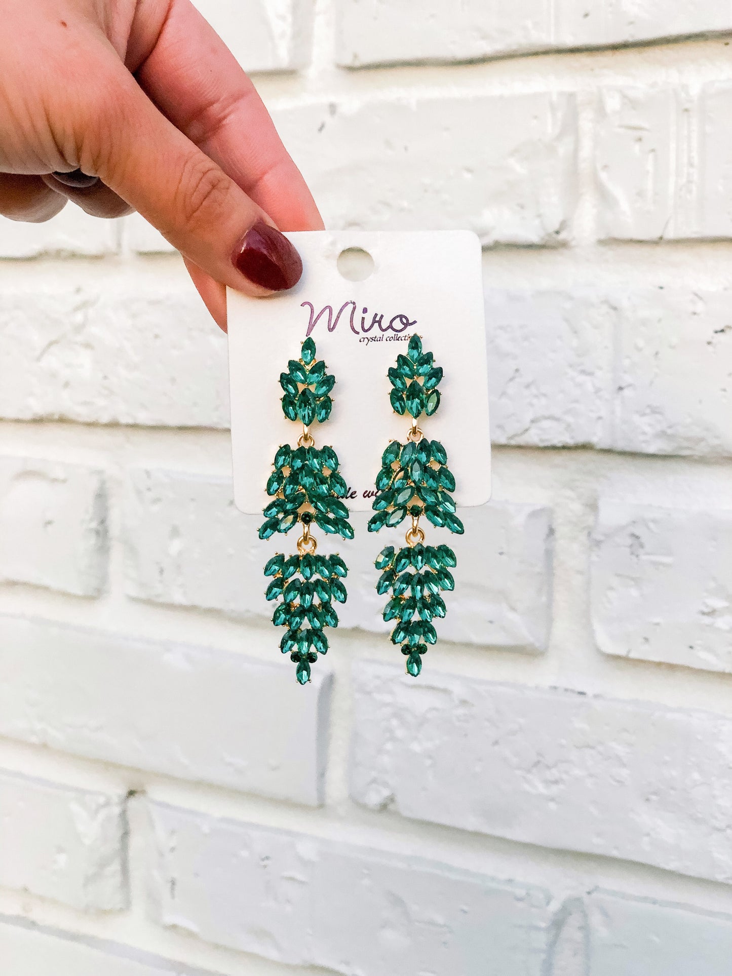 Emerald Cluster Drop Earrings